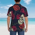 thumbnail image 6 of Daiia Roses Skulls Hawaiian Shirt for Men Gentle Cotton Regular Short Sleeve Casual-XX-Large, 6 of 9