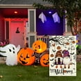 thumbnail image 2 of Happy Halloween Garden Flag Swing Gnomes Ghosts Pumpkins Bats Spider Web Yard Flag 12x18 Inch Double Sided Small Mini Yard Outdoor Outside Holiday Party Decoration, 2 of 6