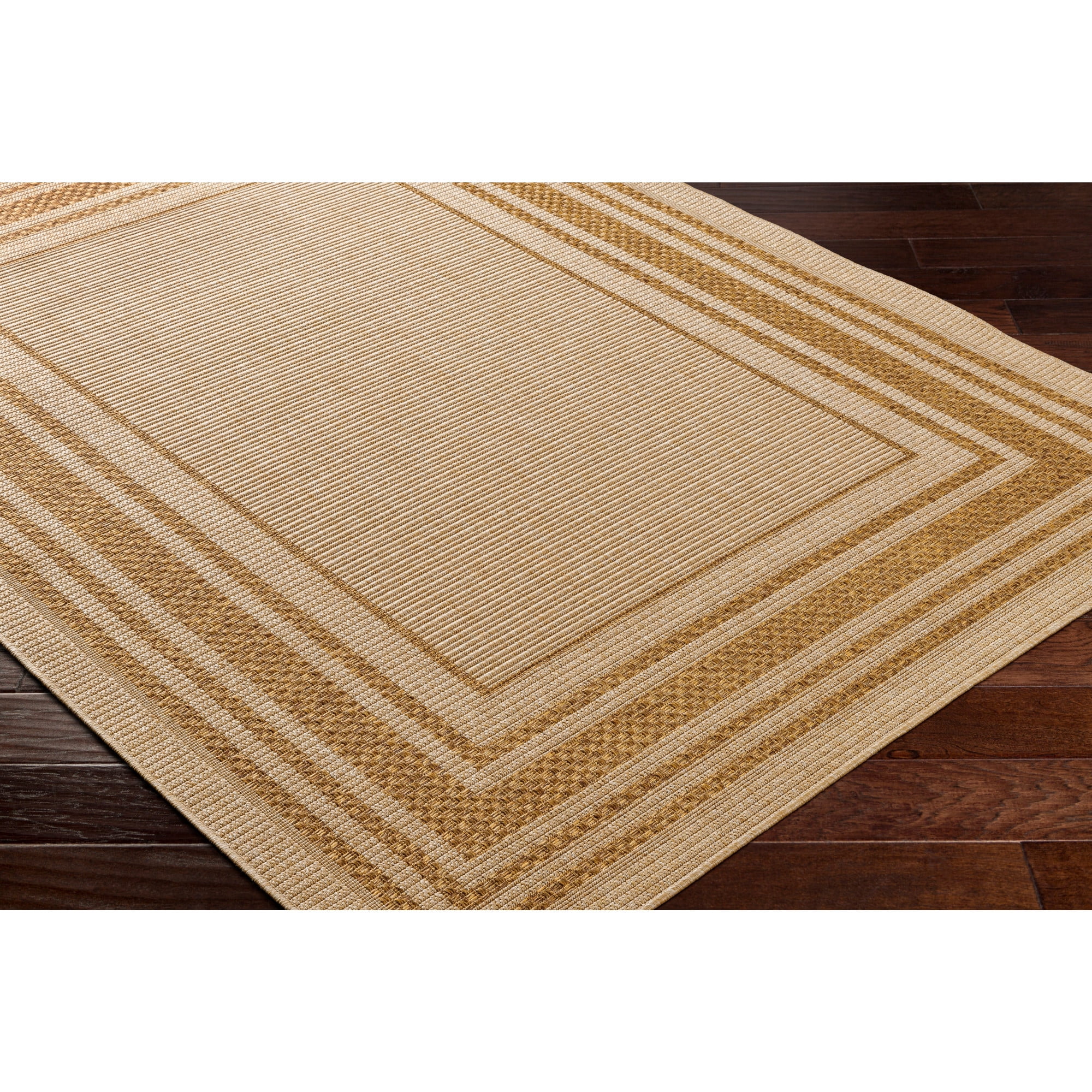 Livabliss Pismo Beach Border Outdoor/Indoor Area Rug, Beige ,9'2" x 12'
