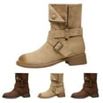 thumbnail image 2 of YLYL Women's Suede Knee High Boots with Buckle Hidden Heel Slip on Fashion Casual Riding Boots, 2 of 9