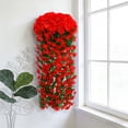 thumbnail image 1 of Guirnalda colgante de flores artificiales de violeta con orquídeas de seda, arreglo floral decorativo reutilizable para bodas, eventos, decoración del hogar y jardín., 1 of 6