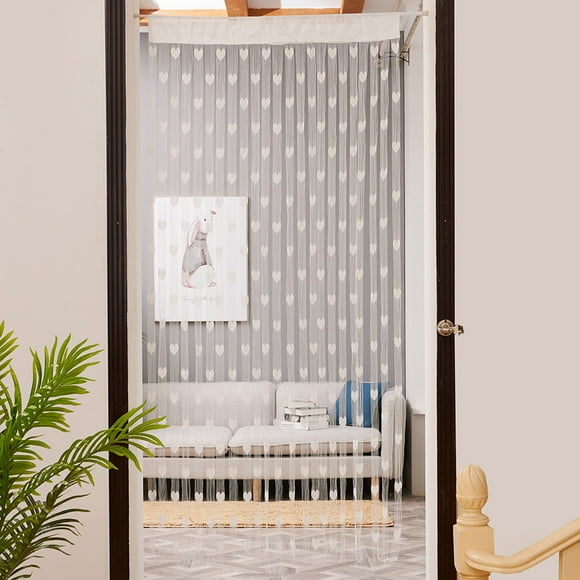 Sentmoon jusqu'à 90 % de Rabais Rideau à Cordelettes Cœur 100x200cm Fenêtre Porte Séparateur Cantonnière de Rideau Voilage Aubaines du Jour Liquidation Prime