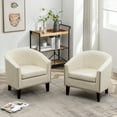 thumbnail image 3 of 29" W Faux Leather Barrel Chairs Set of 2, Modern PU Upholstered Tufted Club Chairs with Nailhead Trim, Small Armchairs Accent Chairs for Living Room Bedroom Apartment Lounge Nursery, Cream, 3 of 9