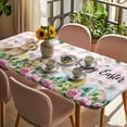 thumbnail image 3 of Easter Table Cloths for 6 Foot Rectangle Tables, Spring Watercolor Bunny Eggs Flower Leaf Pink Plaid Patio Waterproof Elastic Fitted Tablecloths, Washable Rectangular Table Cover for Camping, 3 of 8