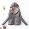 thumbnail image 2 of Sopiago Womens Fleece Lightweight Full-Zip Puffer Jacket with Hood Quilted Winter Puffer Coat Women Grey,M, 2 of 5