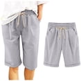 thumbnail image 2 of Womens Bermuda Shorts Elastic Waistband Drawstring Pockets Lightweight Knee Length Bermuda Long Shorts for Women, 2 of 8