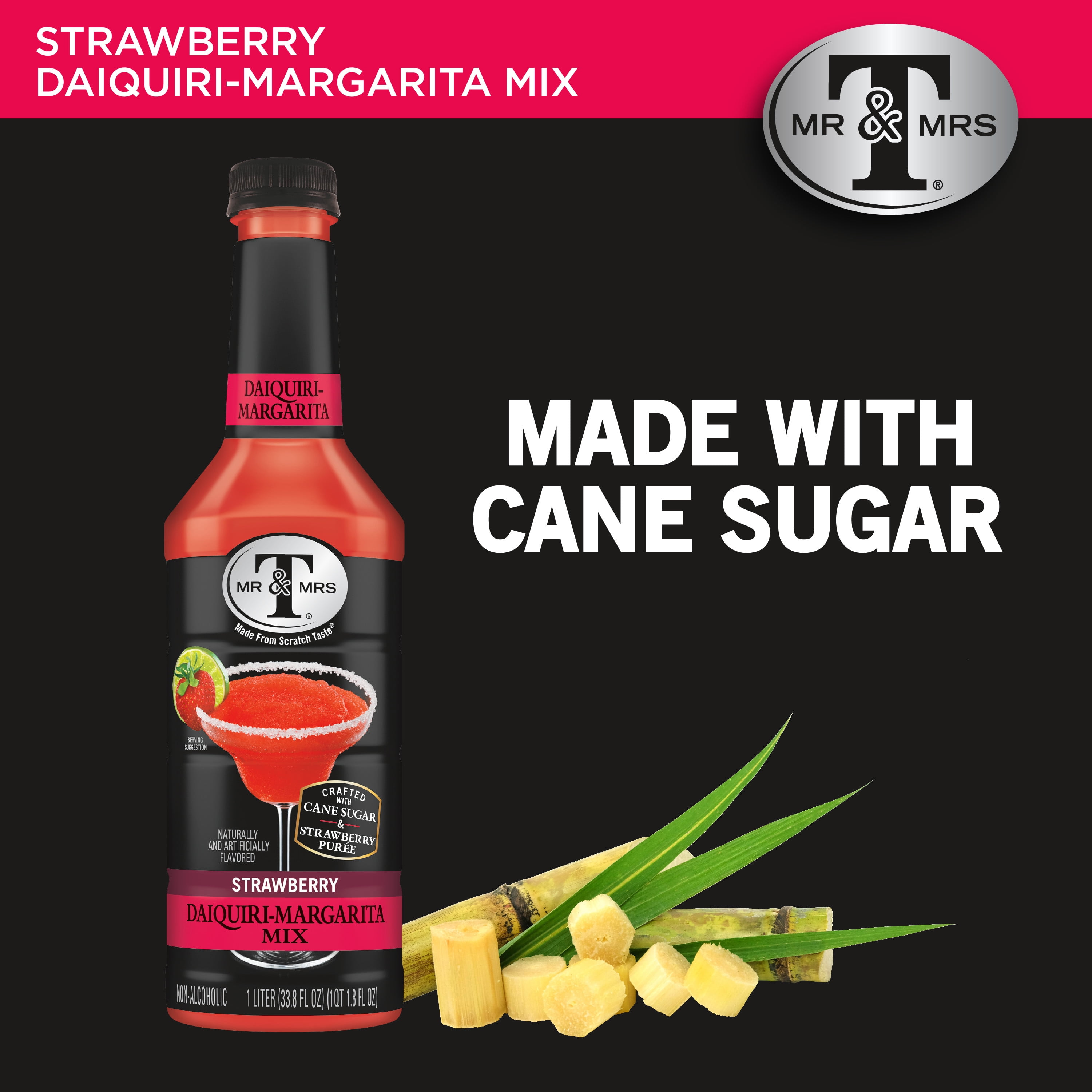 Mr & Mrs T Strawberry Daiquiri Margarita Mix, fl oz, Bottle -