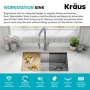 KRAUS Kore 32 Undermount Workstation 16 Gauge Single Bowl Stainless Steel Kitchen Sink with Accessories
