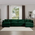 thumbnail image 4 of Tabaray Modular Sectional Sofa, U Shaped Corduroy Upholstered Cloud Couch with 2 Ottomans, 4 Seater Comfy Sleeper Deep Seat Sofa for Living Room, Apartment, Studio, Office , Green, 4 of 9