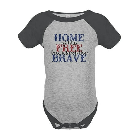 

Custom Party Shop Kids Home of the Free 4th of July Grey Onepiece