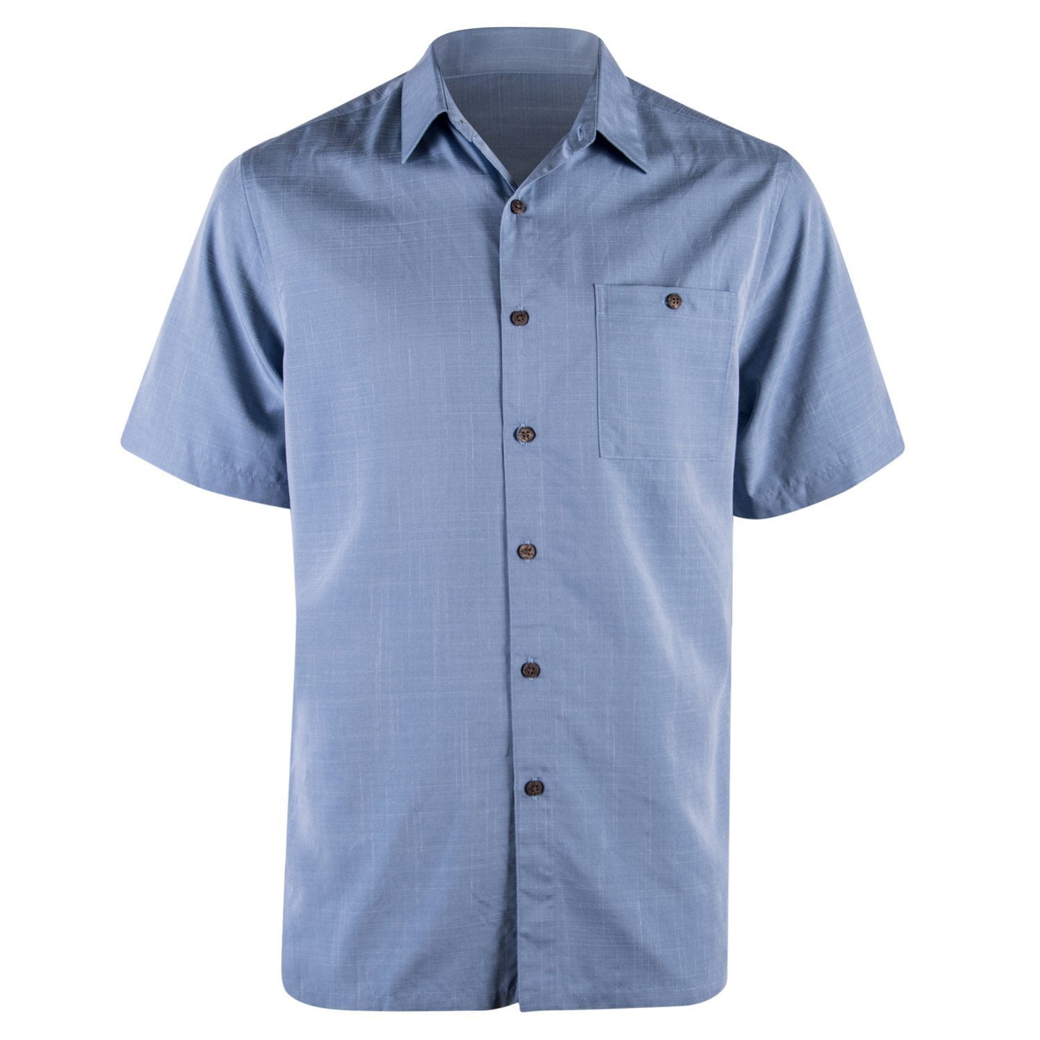 Campia Mens Textured Solid Short Sleeve Button Down Shirt (Blue Ocean ...