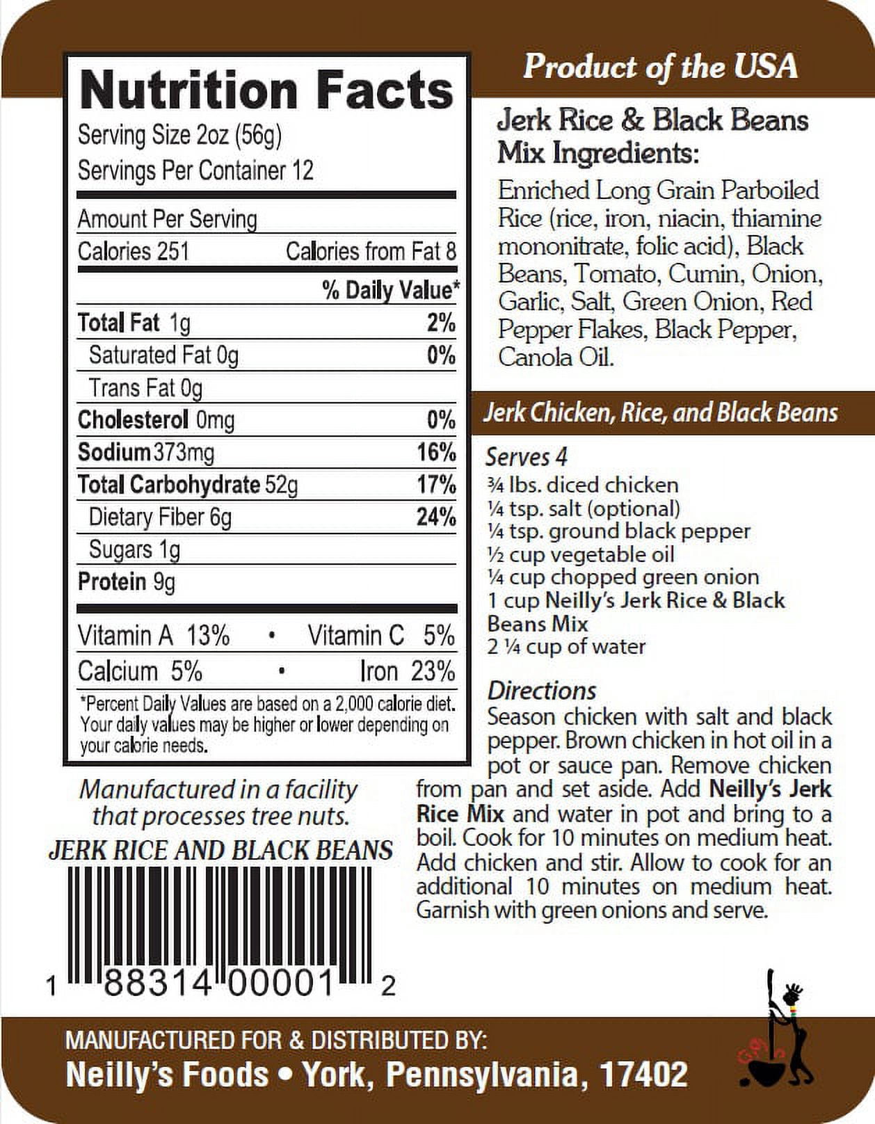 Neilly's Foods Jerk Rice & Black Beans Mix, 24.0 oz