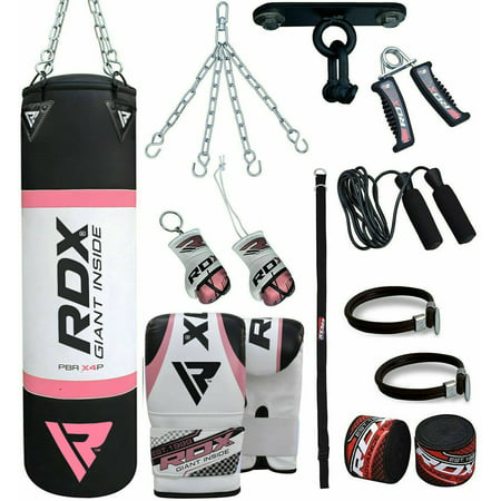 RDX Punching Bag Set Boxing Mitts MMA Boxing Hand Wraps Filled 4FT Ladies