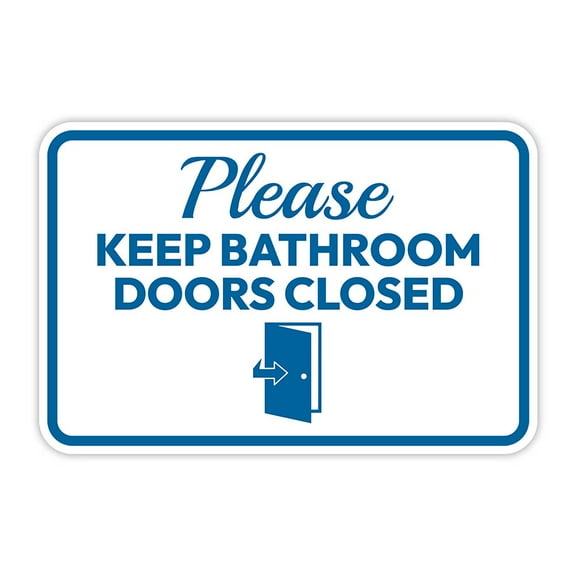 Classic Framed Plus Please Keep Bathroom Doors Closed Door or Wall Sign | Bathroom Signs - Large
