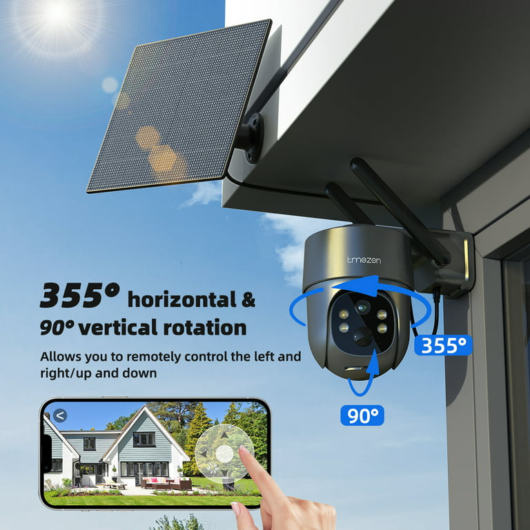 TMEZON 4G LTE Überwachungskamera mit SIM Karte Aussen Solarpanel Akku 2K  3MP PTZ