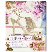 Runway Avenue Fashion and Glam Wall Art Canvas Prints 'Gold Shoe' Shoes - Purple, Gold