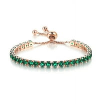 Paris Jewelry 18k Rose Gold 6 Ct Created Emerald Round Adjustable Tennis Bracelet Plated Women