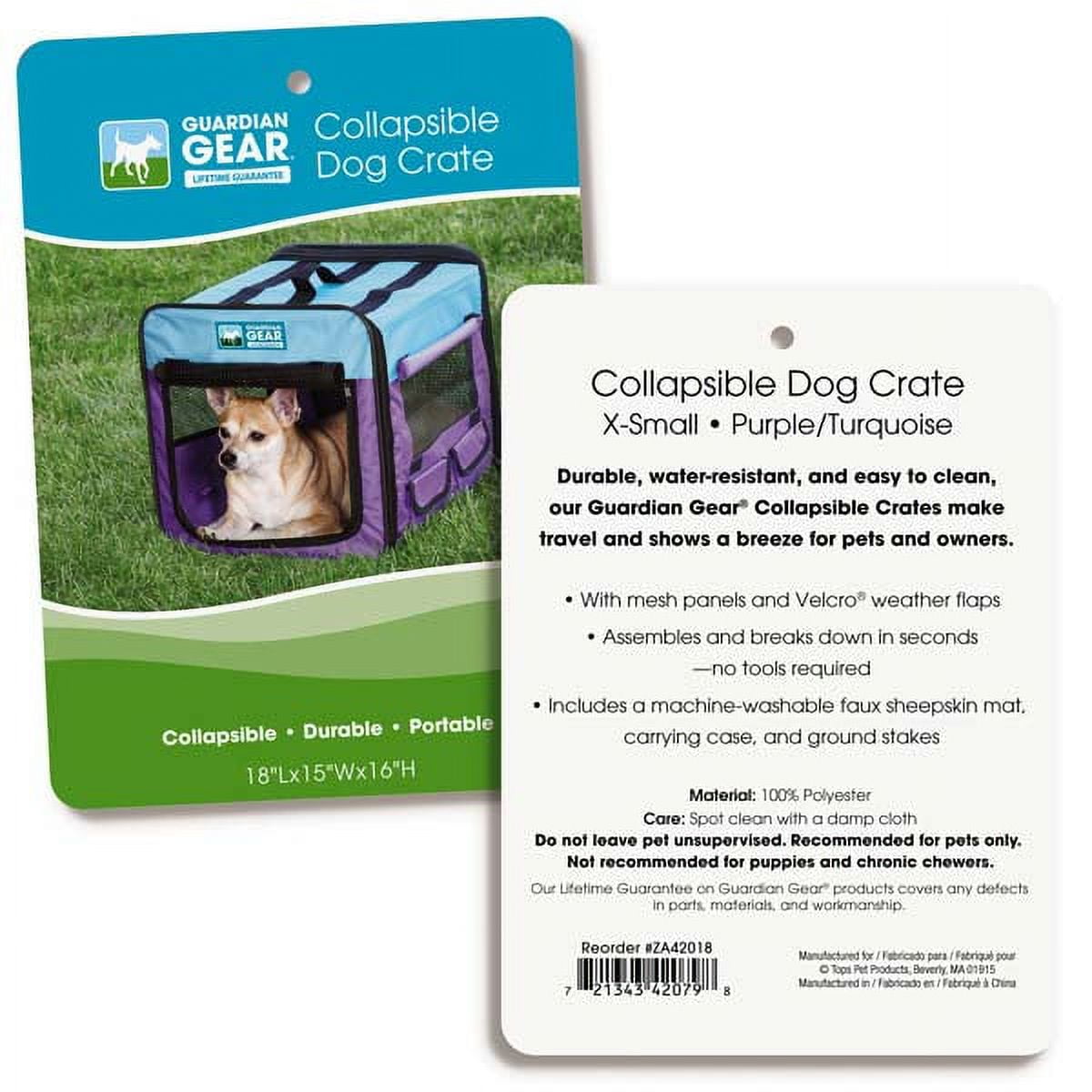 Collapsible Dog Crate Portable Pet Travel Colorful Mesh Panel Window Choose Size (XSmall 18”L x 15”W x 16”H (Purple/Turquoise))