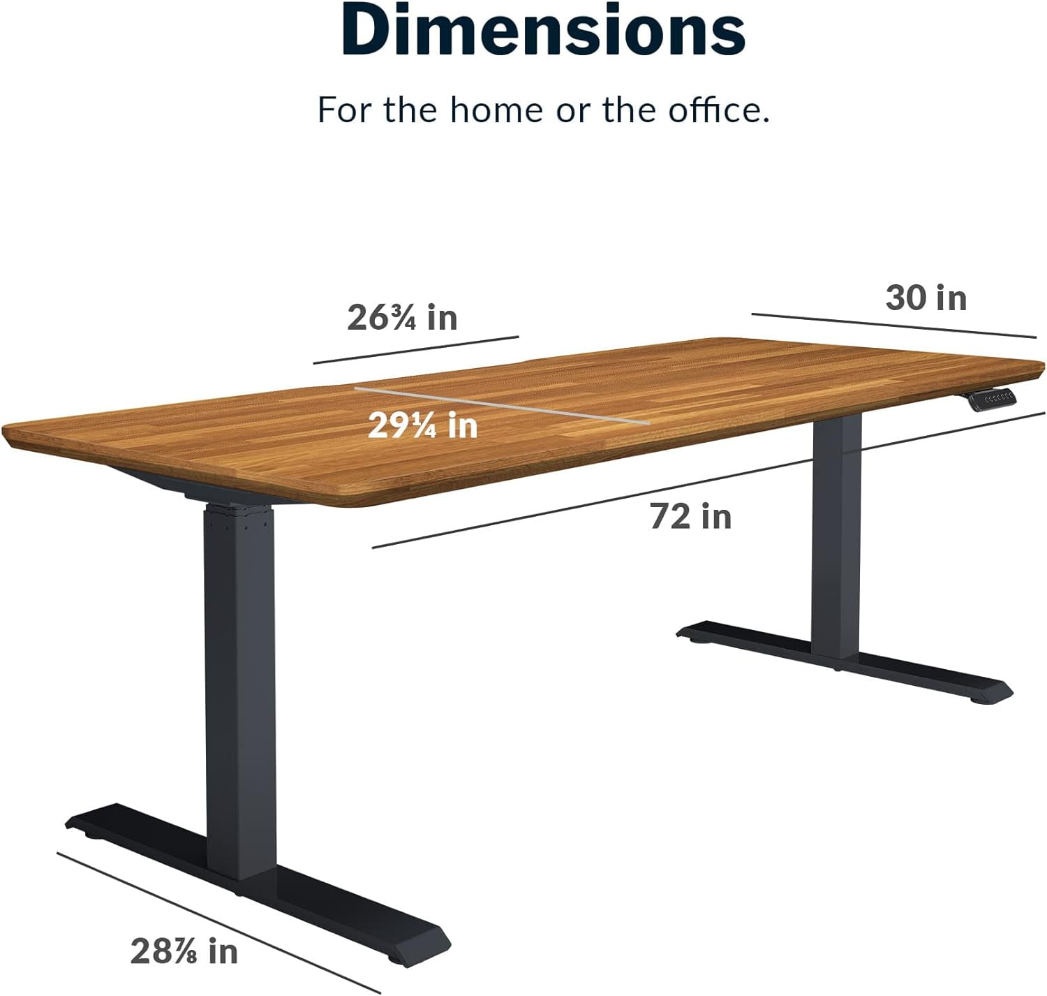 Vari 72” x 30" VariDesk Electric Height Adjustable Standing Desk Computer Table, Butcher Block