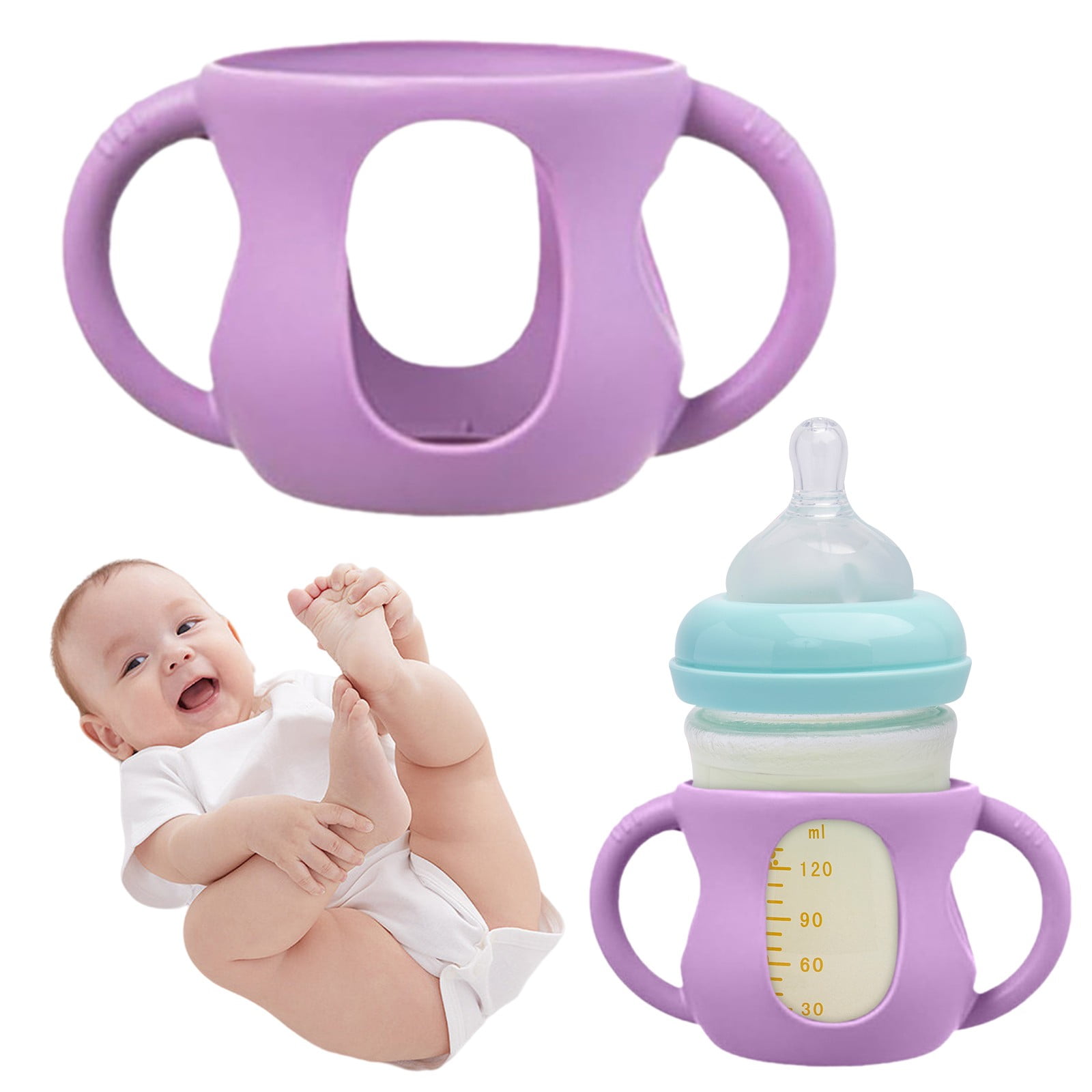 CHENjy Silicone Sleeves for Philips Avent Glass Bottles – BPA-Free Baby Bottle Covers with Handles, Drop-Proof & Heat Insulating – Fits 4oz Natural Glass Bottles