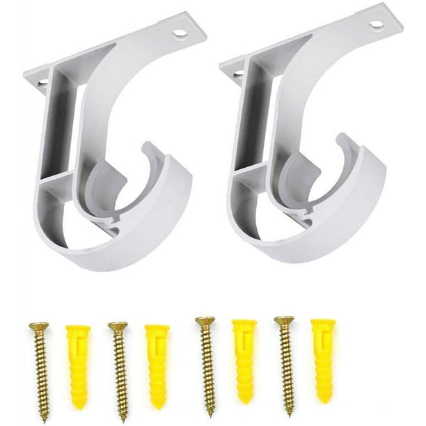 2 piezas de soporte de barra de cortina de techo blanco, soporte de barra de armario, soporte de tubo para armario, soportes de tubo para armario en forma de U, adecuados para barras de