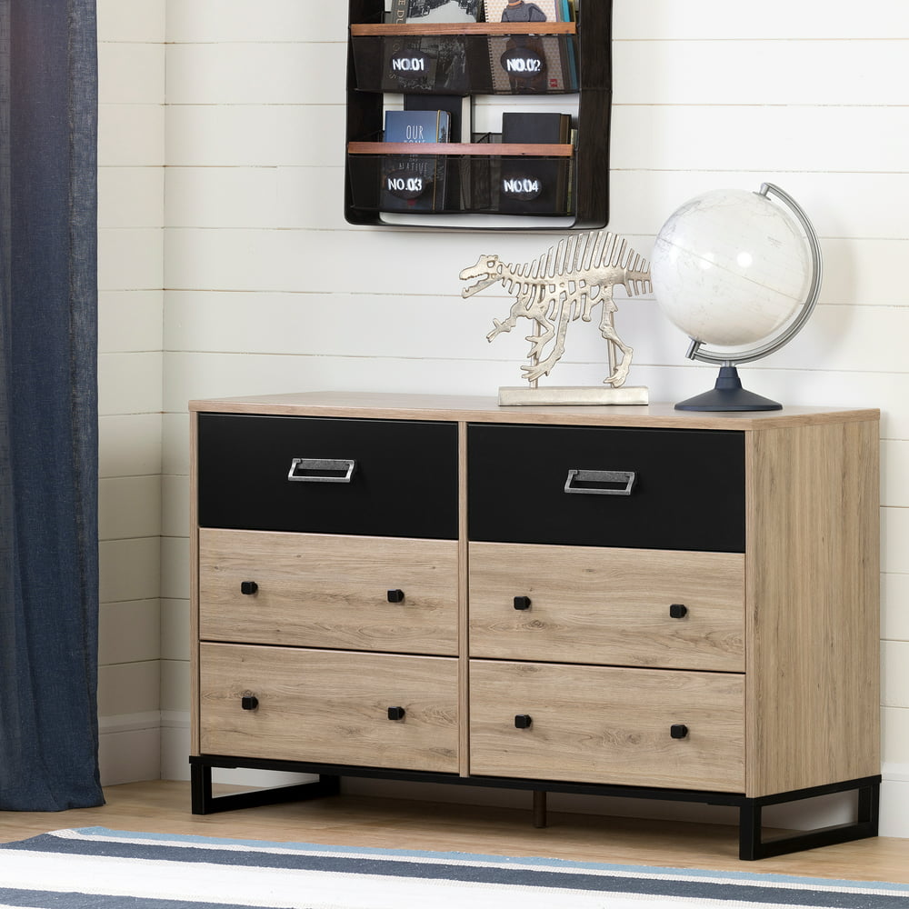 South Shore Induzy 6Drawer Double Dresser, Rustic Oak and