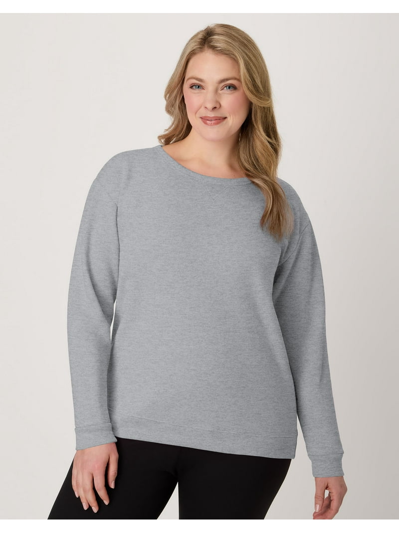 Hanes EcoSmart Women's Midweight Fleece Sweatshirt, V-Notch, Light