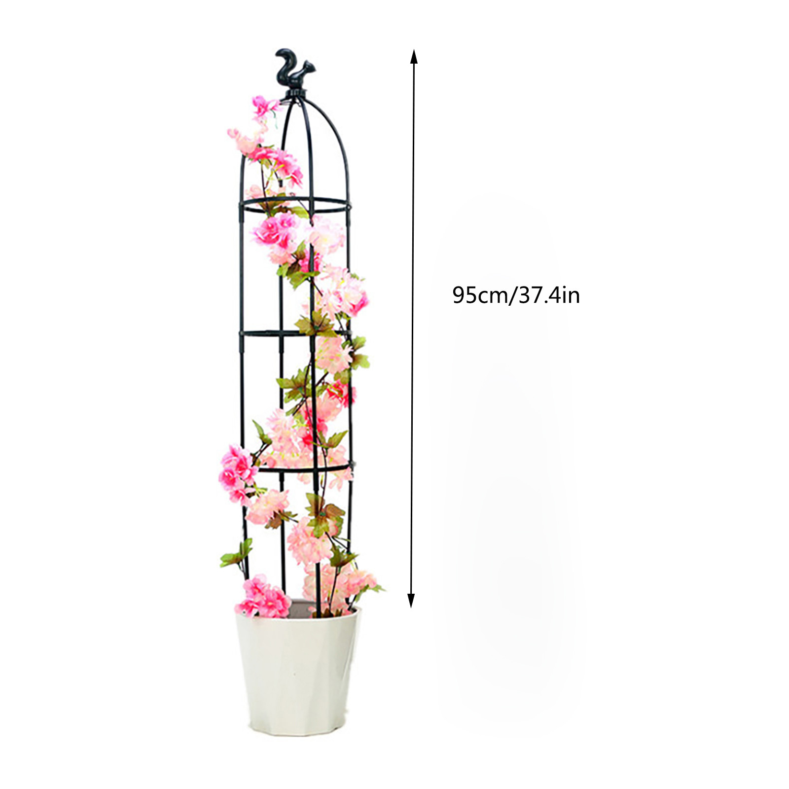 ERTZAE Garden Trellis,Tall Garden Trellis,Climbing Plants Outdoor,Outdoors Cucumber Trellis,Vine Support Detachable,Sturdy Metal Frame,Easy Assembly,Rustproof,Black 37.4in Plant Trellis Rustproof