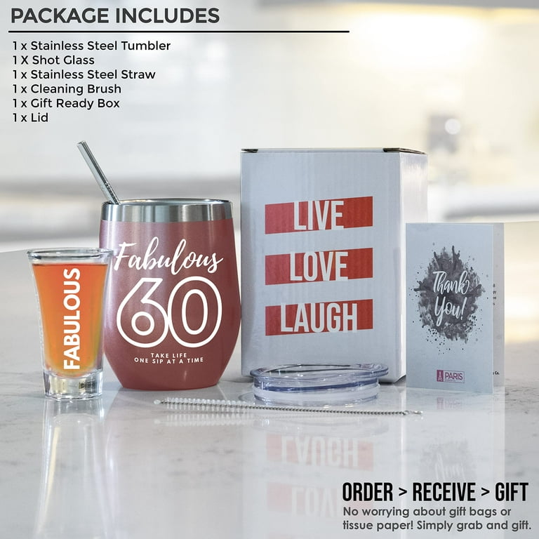 12oz Stainless Steel Tumbler + 2oz Shot Glass 60th Birthday Gifts For Women  Ideas, 60th Birthday Decorations For Women, 60th Birthday Gifts, Happy 60th  Birthday Funny Gifts For Women, Mom Turnning 60 