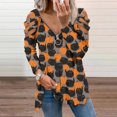 thumbnail image 2 of Camiseta suelta estampada a la moda para mujer Blusa de manga larga con cuello en V Tops casuales Pompotops FGAJ15480, 2 of 5