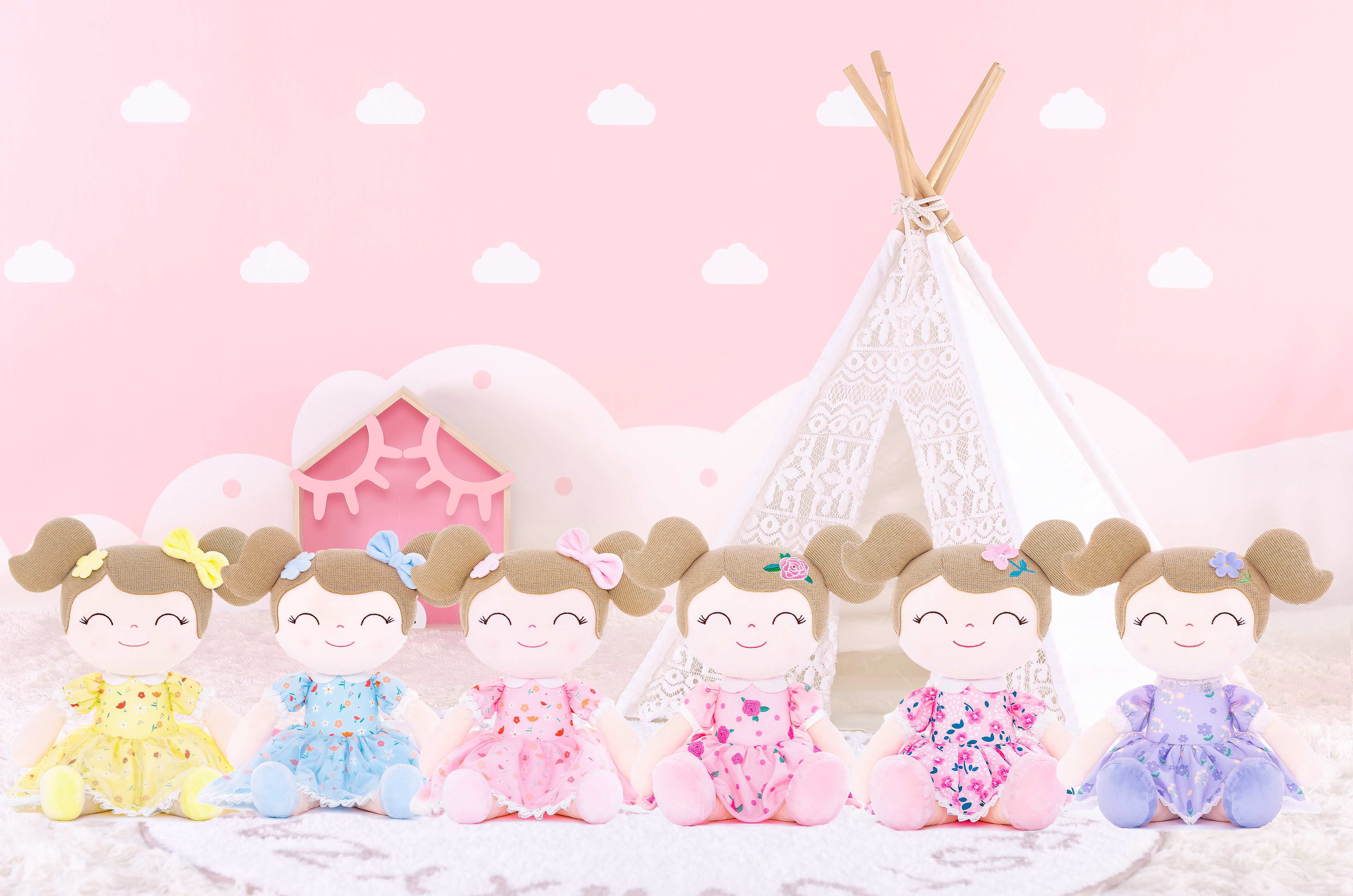 Gloveleya Dolls Baby Girl Gifts Soft Plush Toy Printed Rosebuds Blossom 16"