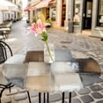 thumbnail image 6 of Gray Brown Round Tablecloth for 45-54 Inch Tables, Fitted Table Cover with Elastic Edge, Abstract Oil Painting Color Blocks Waterproof Outdoor Table Cloth Protector for Patio Garden Dinner Picnic, 6 of 9
