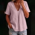 thumbnail image 6 of cfhntfmh Spring Tops for Women Casual V Neck Cotton Blend Shirts Short Sleeve Loose Fit Lightweight Blouse Tunics, 6 of 7