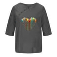 thumbnail image 4 of Blusas de Manga Corta para las Mujeres Impresas Cuello Redondo Camiseta Casual, Blusa de Algodón de Imitación para las Mujeres, 4 of 4