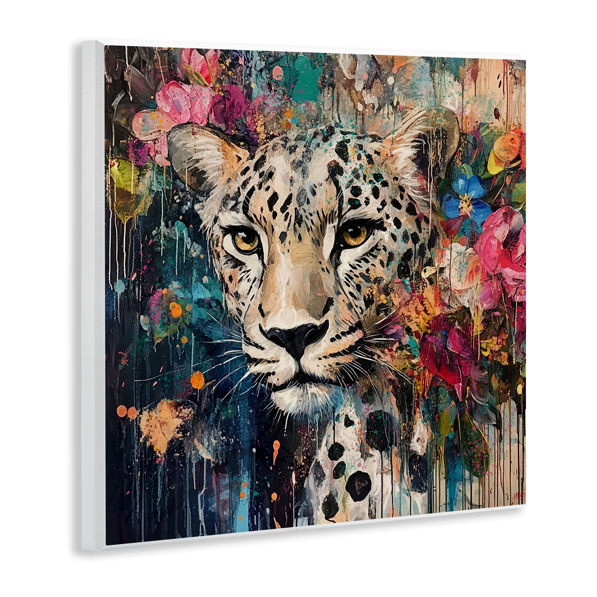 Stupell Industries Cheetah & Exotic Blooms Wall Plaque Art, design by Marta Wiley