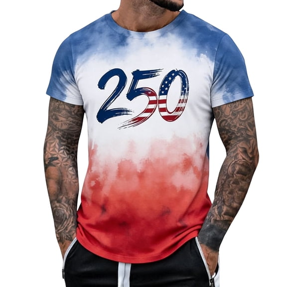 haizhen 4th of July Tshirts Shirts for Men Big and Tall XS-6XL, 250 Anniversary USA Graphic Tees Oversized Tshirts for Men Fashion Clothing Men's Patriotic T-Shirts ao01-White, S
