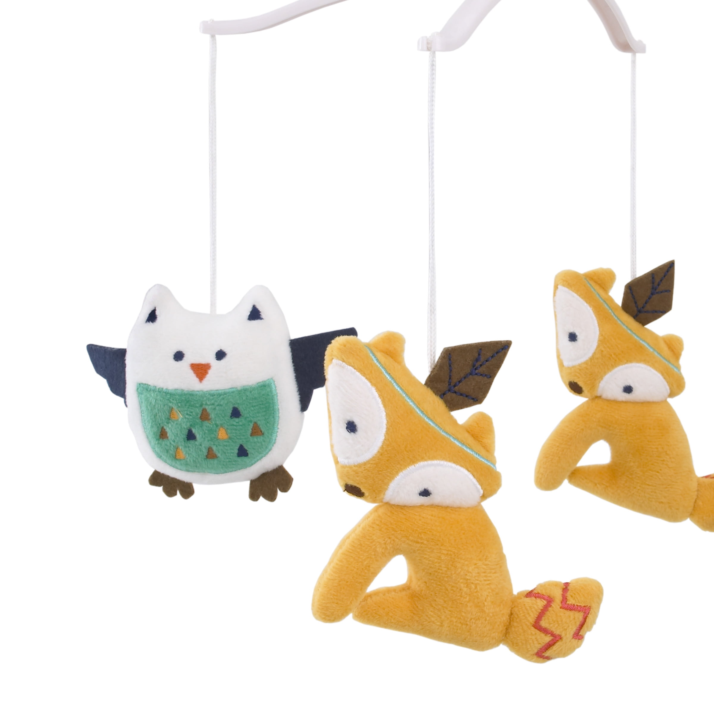Little Love by NoJo Aztec Fox and Owl Musical Mobile, Green, Gold, Unisex Infant Nursery