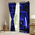 thumbnail image 4 of Feelyou Gaming Controller Kid Black Out Curtains, Futuristic Game Consloe Curtains Pack of 2 (42x63 Each), Honeycomb Abstract Blue Bedroom Curtains, Window Curtains Bedroom Decor, 4 of 7
