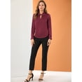 thumbnail image 2 of INSPIRE CHIC Blusa con cuello de satén para mujer, elegante, de manga larga, para oficina, de trabajo borgo?a XL, 2 of 6