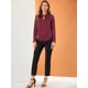 thumbnail image 2 of INSPIRE CHIC Blusa con cuello de satén para mujer, elegante, de manga larga, para oficina, de trabajo borgo?a XL, 2 of 6