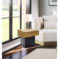 thumbnail image 2 of Meridian Furniture Palladium Collection Table d'Appoint Moderne / Contemporain à Dessus Texturé avec Base en Métal Noir Mat, 18 Pouces L x 18 Pouces P x 20 Pouces H, Or Riche, 2 of 5