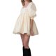 thumbnail image 4 of VISgogo Vestido corto femenino, cuello cuadrado de color sólido, manga corta abullonada, corte bajo, de una pieza para verano, rosa/amarillo, S/M/L/XL/XXL VISgogo  moda, 4 of 9