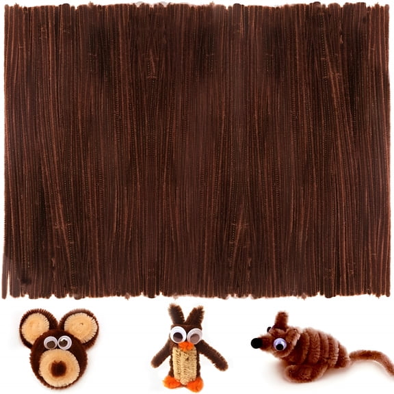 CCOCC 200pcs Brown Pipe Cleaners for Crafts, Chenille Stems, Art and Craft Supplies