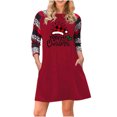thumbnail image 2 of BLTIBY Christmas Sweatshirt Dress for Women 2024 Xmas Print Winter Fall Round Neck Soft Casual Long Sleeve Fashion Pullover Dresses Outfit with Pockets Trendy Red 3 XXL, 2 of 8