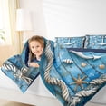 thumbnail image 4 of spefrowx Blue Wood Anchor Twin Comforter Sets for Kids, Rustic Rope Seashell Starfish Bedding Set, Navy Reversible, 2pcs, 1 Comforter and 1 Pillowcase, 4 of 6