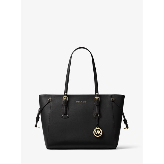 Michael Kors Voyager Medium Crossgrain Leather Tote Bag ,Black