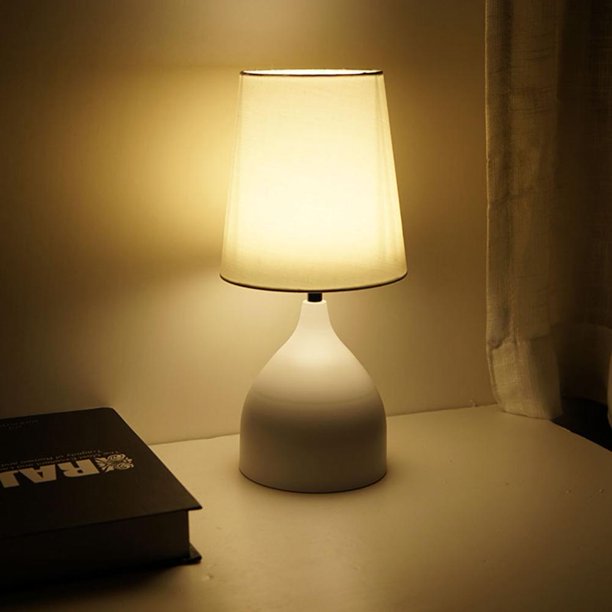 Lámpara de mesa moderna para decoración del hogar junto al dormitorio, estudio, luz nocturna táctil (blanco) Wdftyju Para estrenar