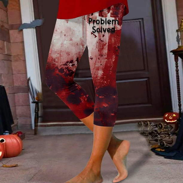 WILLBEST Pantalones de Yoga Con Estampado de Manchas de Sangre de Halloween Para Mujer, Leggings Ajustados de Cintura Alta, Mallas de Entrenamiento Para Fitness, Correr, Cómodos y Elásticos Mediana