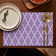 thumbnail image 4 of Purple Geometric Quatrefoil Pattern Summer Placemats Table Placemats Set Of 6-Linen Kitchen Washable Placemats Table Mats 11.8"x17.7" Non-Slip Heat Resistant, 4 of 5