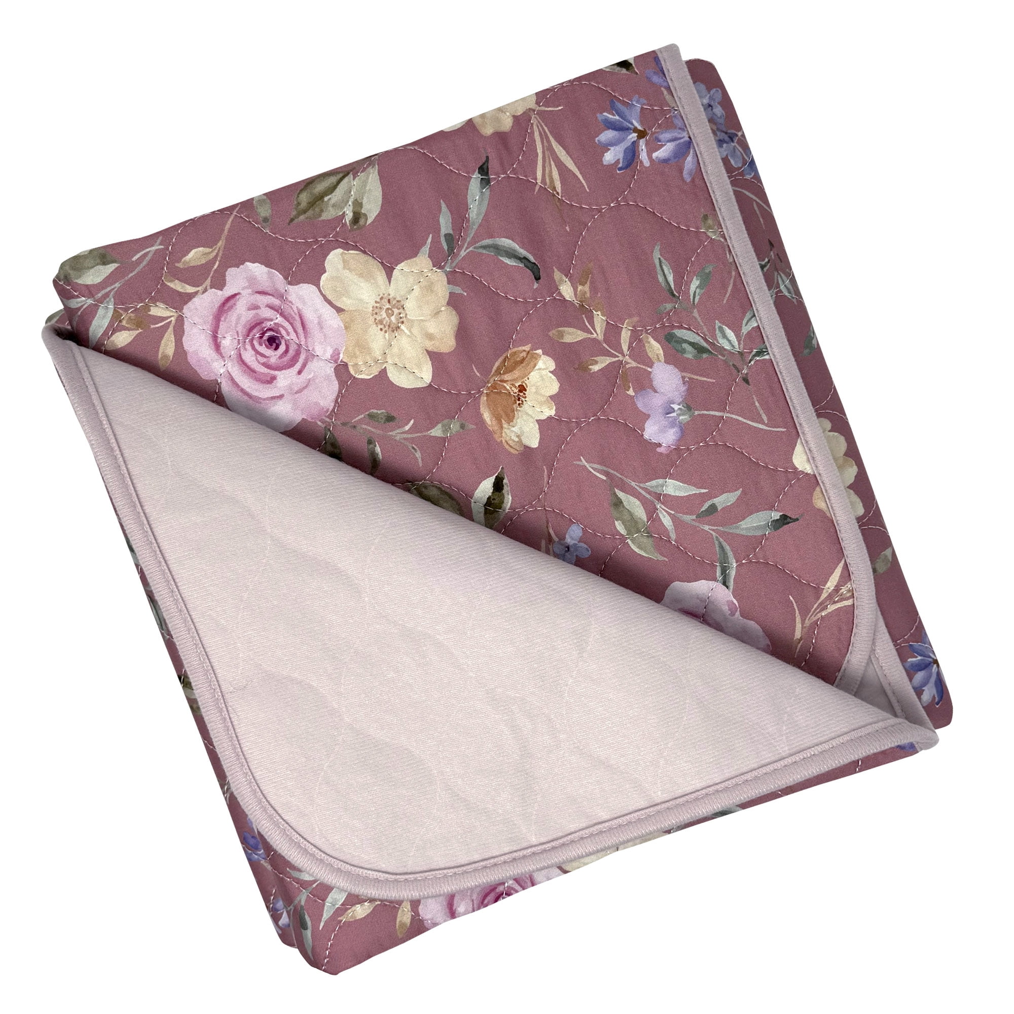 WOVENX Organic Incontinence and Period Pads for Adults - 5 Layer Waterproof Protectors for Overnight Period Wetting - Reusable & Washable Pads - Fits Twin to Full Size Beds - 34" x 52" Flower